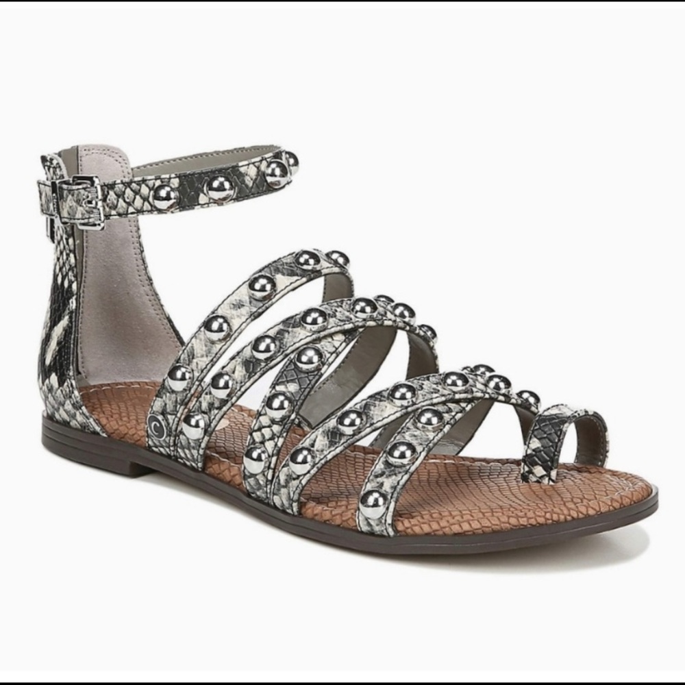 Circus Black and White Snakeskin Sandals